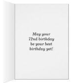 Vet, blauw, Faux Gold 72e verjaardag met Kaart (Binnen (Rechts))