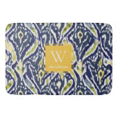 Vet Blauw Geel Abstract Classy Ikat Monogram Badmat (Voorkant)