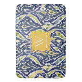 Vet Blauw Geel Abstract Classy Ikat Monogram Badmat (Voorkant Verticaal)