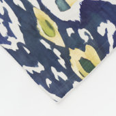 Vet Blauw Geel Abstract Classy Ikat Monogram Fleece Deken (Hoek)