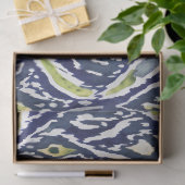 Vet Blauw Geel Abstract Classy Ikat Pattern Tissuepapier (Geschenk)
