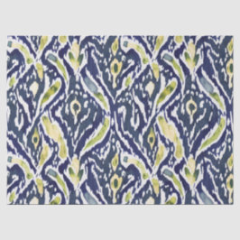 Vet Blauw Geel Abstract Classy Ikat Pattern Tissuepapier