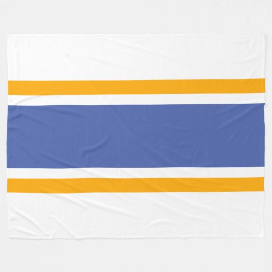 Vet Blauw Geel Racing Stripes Witte Achtergrond Fleece Deken (Voorkant (Horizontaal))