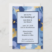 Vet blauw geel wilde bloemen bruiloft uitnodiging (Voorkant)