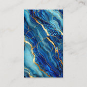 Vet Blauw & Goud Marmer Modern Visitekaartje (Achterkant)