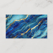 Vet Blauw & Goud Marmer Modern Visitekaartje (Achterkant)