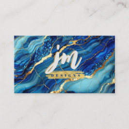 Vet Blauw & Goud Marmer Modern Visitekaartje