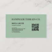 Vet Blauw Grijs Check Patroon QR Code voor Handgem Visitekaartje (Achterkant)