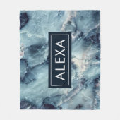 Vet blauw-grijs faux marmer textuur fleece deken (Voorkant)