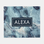 Vet blauw-grijs faux marmer textuur fleece deken (Voorkant (Horizontaal))