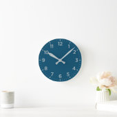 Vet blauw grijs glanzend minimalistisch rond wands ronde klok (Huis)