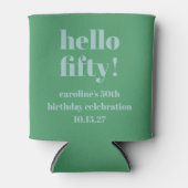 Vet Blauw Groen Schattige Modern Aangepast 50ste V Blikjeskoeler (Voorkant)