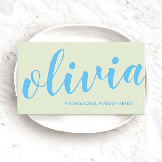 Vet Blauw handgeschreven script kalligrafie Visitekaartje