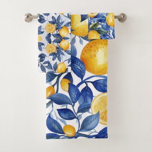 Vet Blauw Italiaans Positano Citroen Bad Handdoek (Insitu)