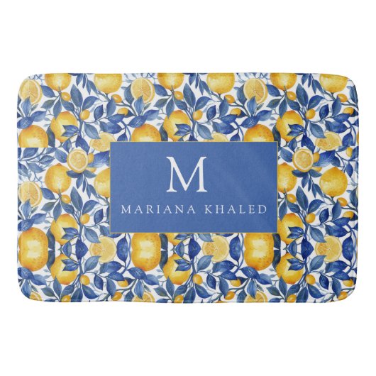 Vet Blauw Italiaans Positano Citroen Badmat (Voorkant)