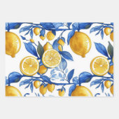 Vet Blauw Italiaans Positano Citroen Inpakpapier Vel (Voorkant 2)