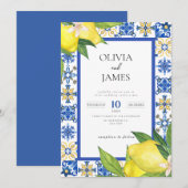 Vet Blauw Italiaans Positano Citroen Kaart (Voorkant / Achterkant)