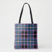 Vet Blauw & Lavendel Plaid Canvas tas (Voorkant)