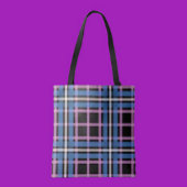 Vet Blauw & Lavendel Plaid Canvas tas