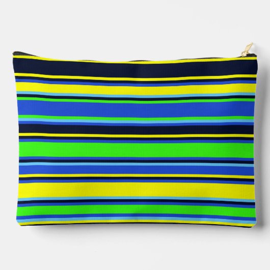 Vet blauw, Limoen en geel gestreept zakje Etui (Achterkant)