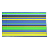 Vet Blauw, Limoen en Geel Gestreepte Kussensloop (Achterkant-Links)