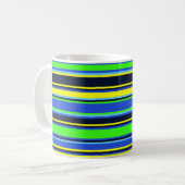 Vet Blauw Limoen Geel Gestreepte Mok (Voorkant links)