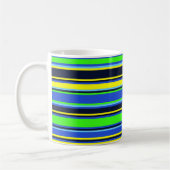 Vet Blauw Limoen Geel Gestreepte Mok (Links)