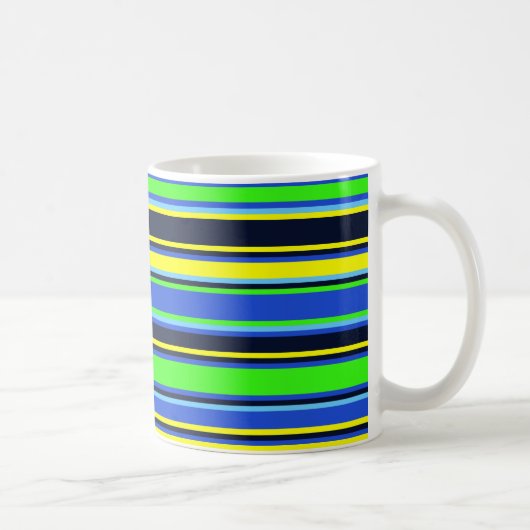 Vet Blauw Limoen Geel Gestreepte Mok (Rechts)