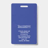 Vet Blauw Logo Entry Medewerker Foto-ID Badge (Achterkant)