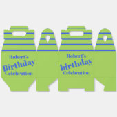 Vet blauw op limoengroen verjaardagsfeestje bedankdoosjes (Ongevouwen)