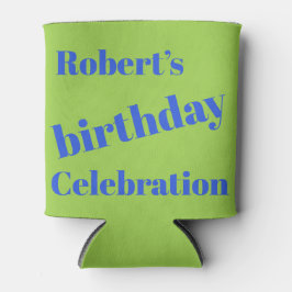 Vet blauw op limoengroen verjaardagsfeestje blikjeskoeler