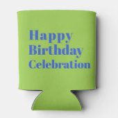 Vet blauw op limoengroen verjaardagsfeestje blikjeskoeler (Achterkant)