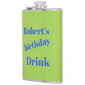 Vet blauw op limoengroen verjaardagsfeestje heupfles (Links)