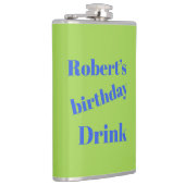 Vet blauw op limoengroen verjaardagsfeestje heupfles (Rechts)