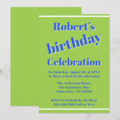 Vet blauw op limoengroen verjaardagsfeestje kaart (Voorkant / Achterkant)