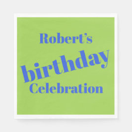 Vet blauw op limoengroen verjaardagsfeestje servet