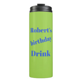Vet blauw op limoengroen verjaardagsfeestje thermosbeker