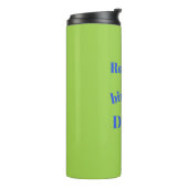 Vet blauw op limoengroen verjaardagsfeestje thermosbeker (Gedraaid links)