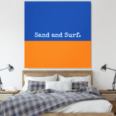 Vet blauw Oranje minimalistisch Abstract Canvas Afdruk (Insitu (Slaapkamer))