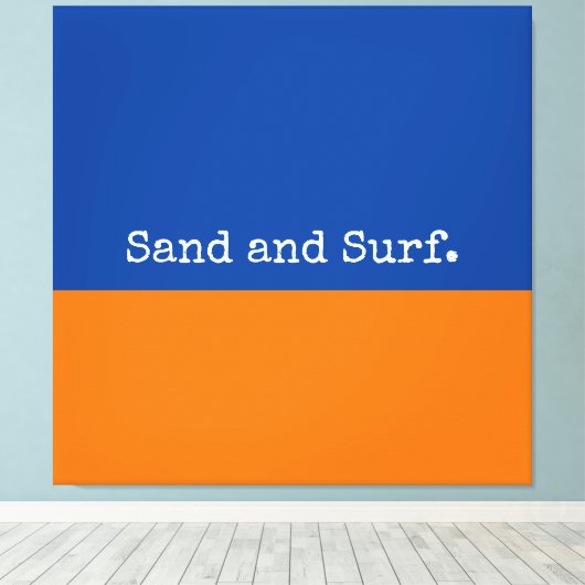 Vet blauw Oranje minimalistisch Abstract Canvas Afdruk (Insitu (Houten vloer))
