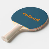 Vet Blauw Oranje Naam Ping Pong Paddle Tafeltennisbatje (Voorkant Gekanteld)