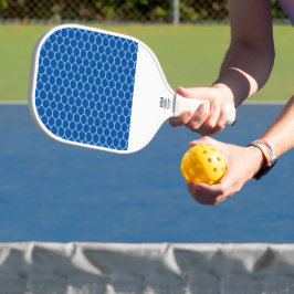 Vet Blauw Ovaal Honingraat Patroon Witte Basis Pickleball Paddle