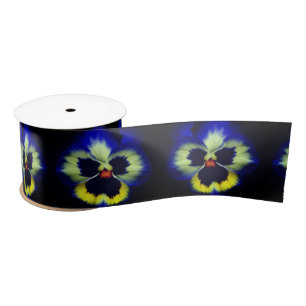Vet blauw Pansy Flower Satijnen Lint