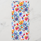 Vet Blauw & Sinaasappel Bloemen Folk Fiesta Weddin Menu (Achterkant)