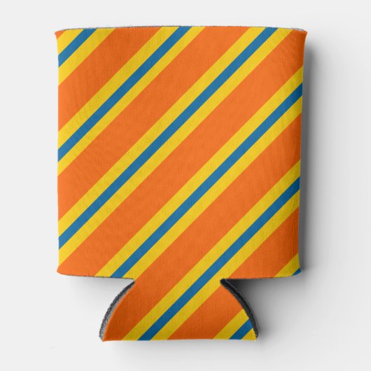 Vet blauw, Sinaasappel en geel streeppatroon Blikjeskoeler (Voorkant)