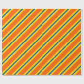 Vet blauw, Sinaasappel en geel streeppatroon Cadeaupapier (Vlak)