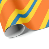 Vet blauw, Sinaasappel en geel streeppatroon Cadeaupapier (Rol Hoek)