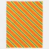 Vet blauw, Sinaasappel en geel streeppatroon Fleece Deken (Voorkant)