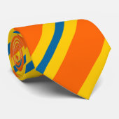 Vet blauw, Sinaasappel en geel streeppatroon Stropdas (Opgerold)
