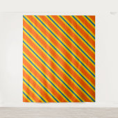 Vet blauw, Sinaasappel en geel streeppatroon Wandkleed (Voorkant)